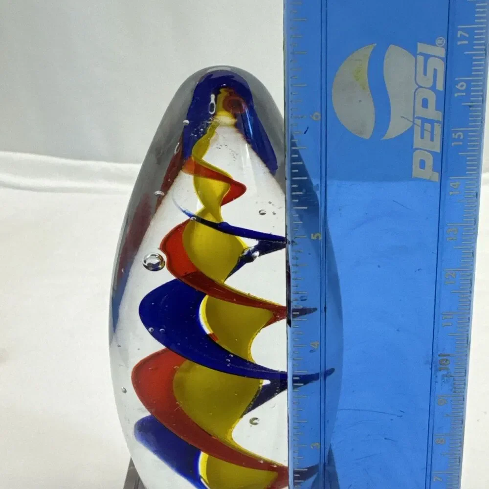 Color Spiral Art Glass Paperweight Award Desk Decor Hand Blown Glass Art